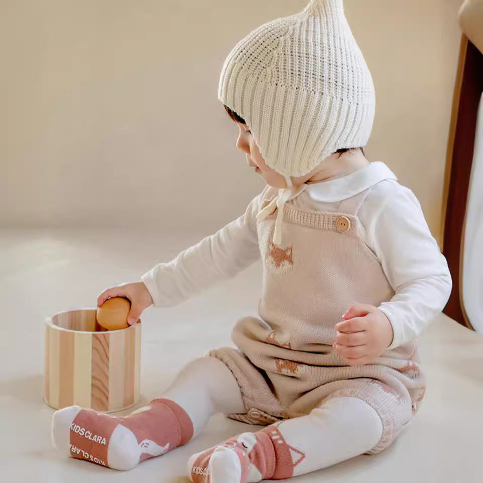 Explore the Adorable Fox Knitted Strap Baby Romper!
